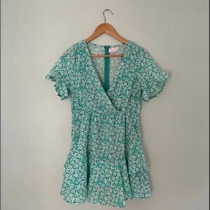 Pink Lily Floral Wrap Mini Dress